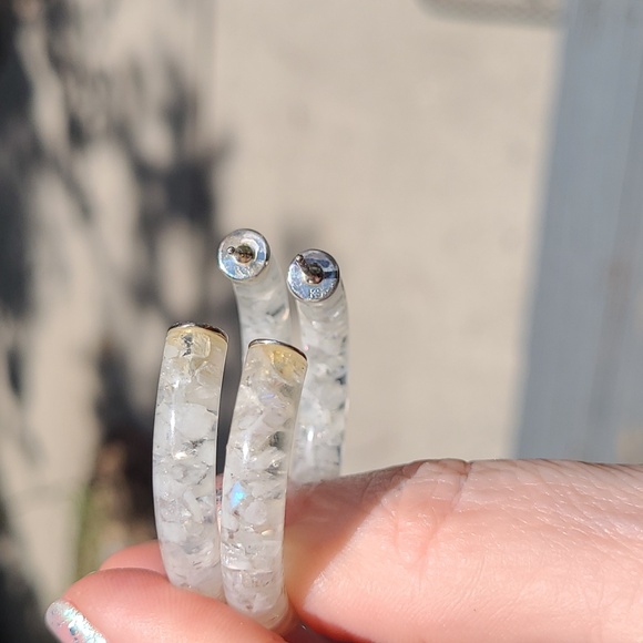 Kendra Scott Sonnie hoops sparkle moon st silver over rhodium with dust bag EUC - Picture 8 of 11